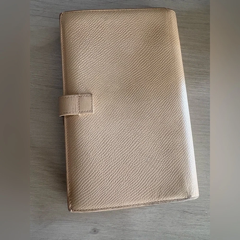 Celine Strap Continental  grained Calfskin  Wallet,Beige / Light Taupe - Picture 4 of 15